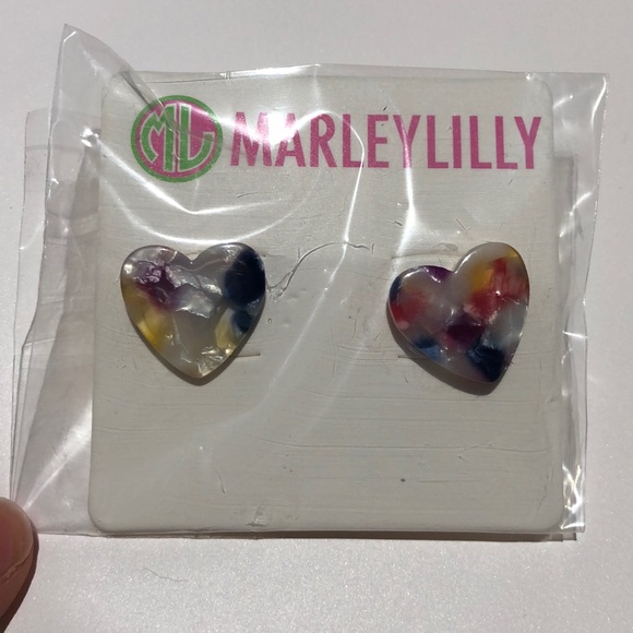 Heart Stud Resin Multi Color Earrings - Picture 1 of 2
